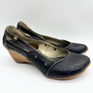 El Naturalista Papua Slip On Heel Square Toe Comfort‎ Shoe Black Size 38 Hippie